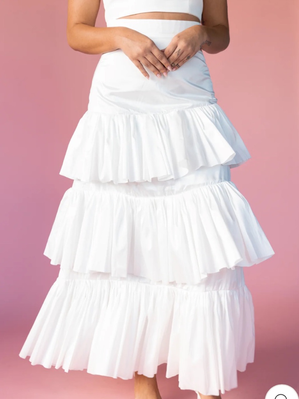 Tiered Ivory Maxi Skirt with Ruffle Tiers
